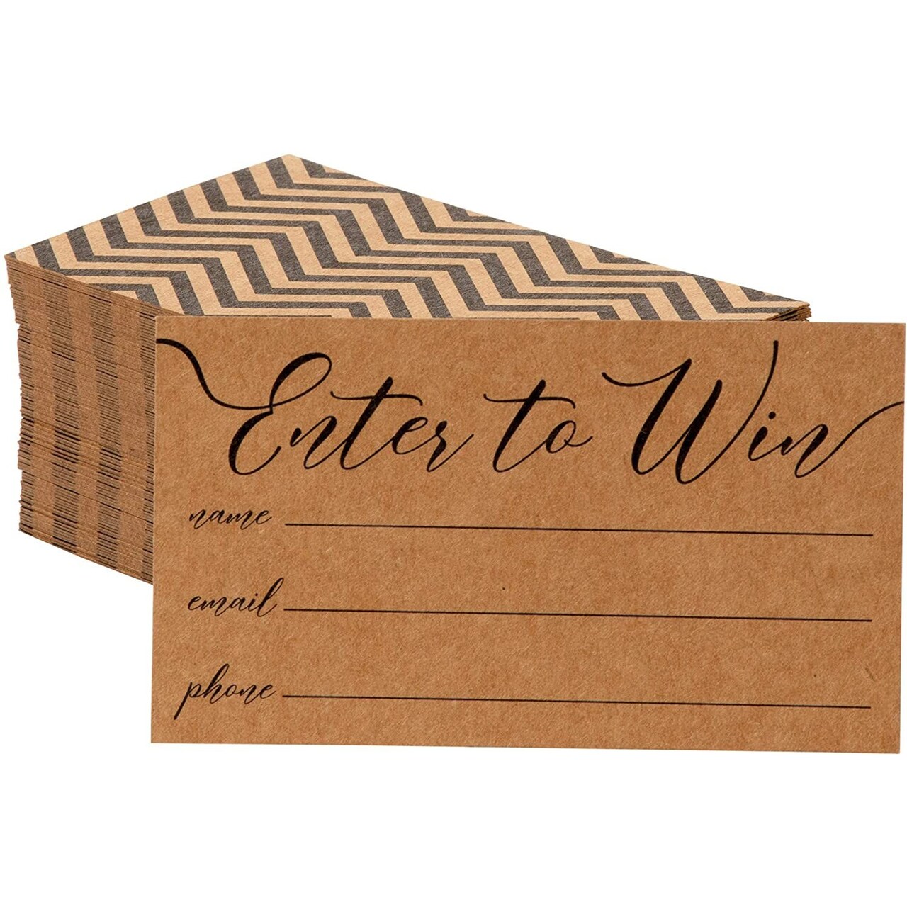 200 Pack Enter to Win Cards 3.5x2, Kraft Paper Entry Form Raffle Tickets for Contests, Auctions, Drawings